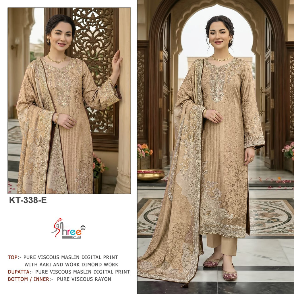 KT-338 Pure Viscose Muslin Digital Print Salwar Suit Set