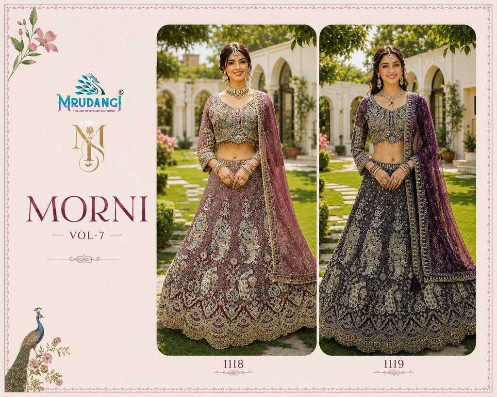 Morni Vol-7 Free Size Stitched Premium Net Resham Embroidered Gown – Design 1118/1119