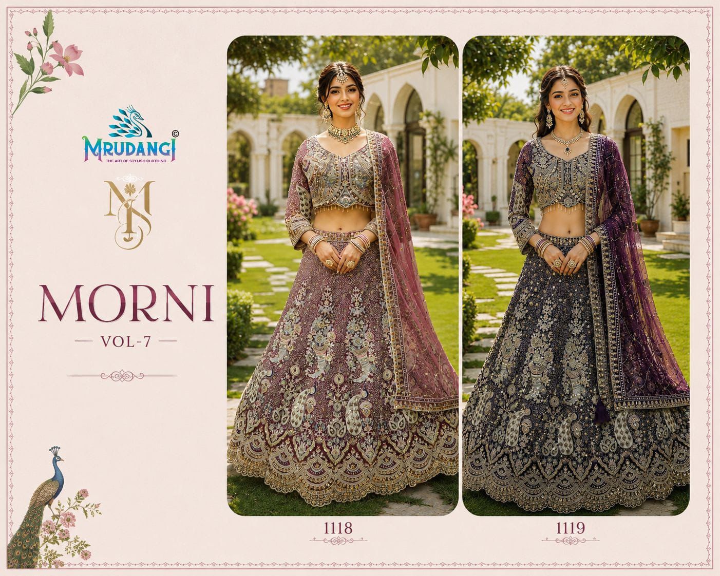 Morni Vol-7 Free Size Stitched Premium Net Resham Embroidered Gown – Design 1118/1119