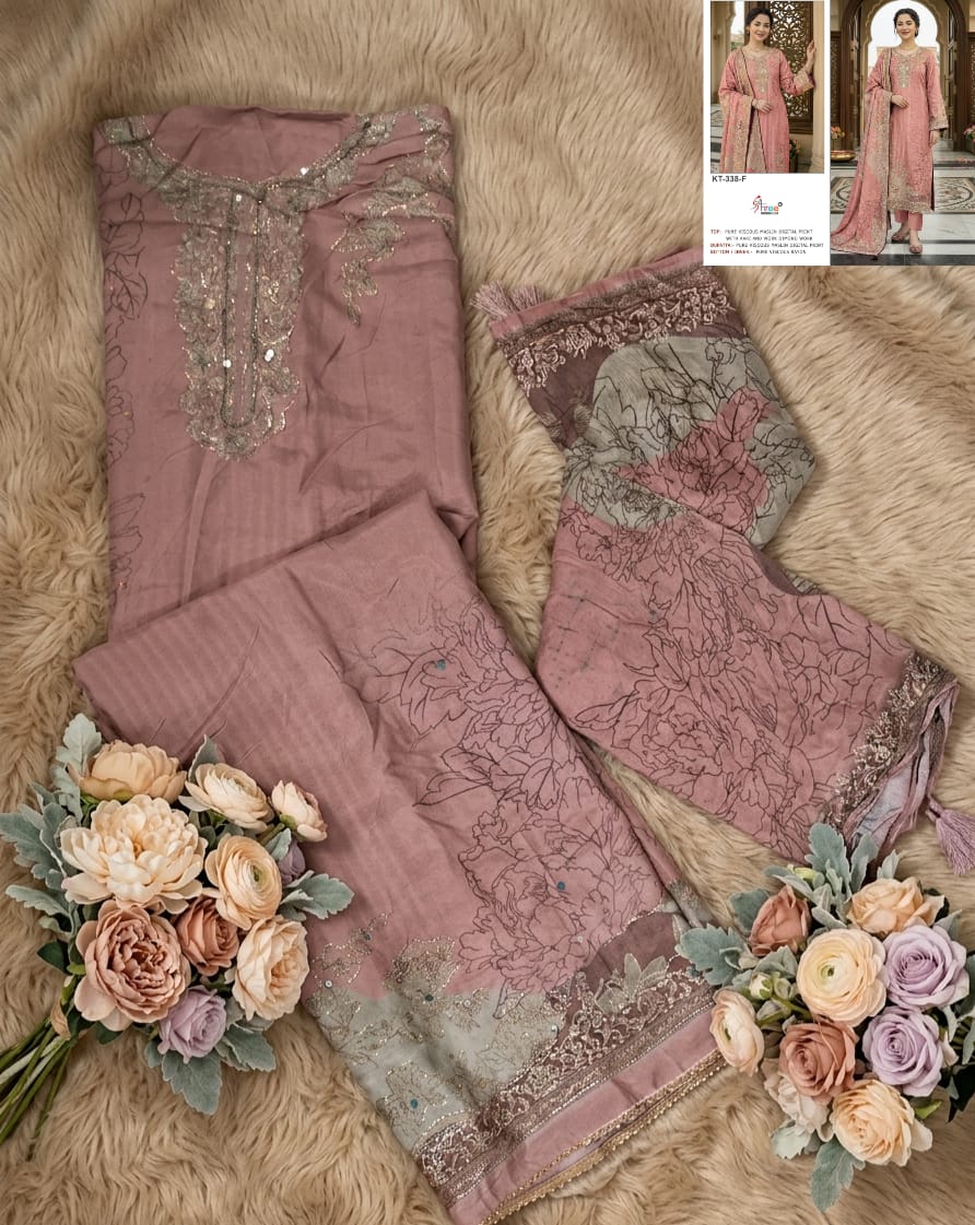 KT-338 Pure Viscose Muslin Digital Print Salwar Suit Set