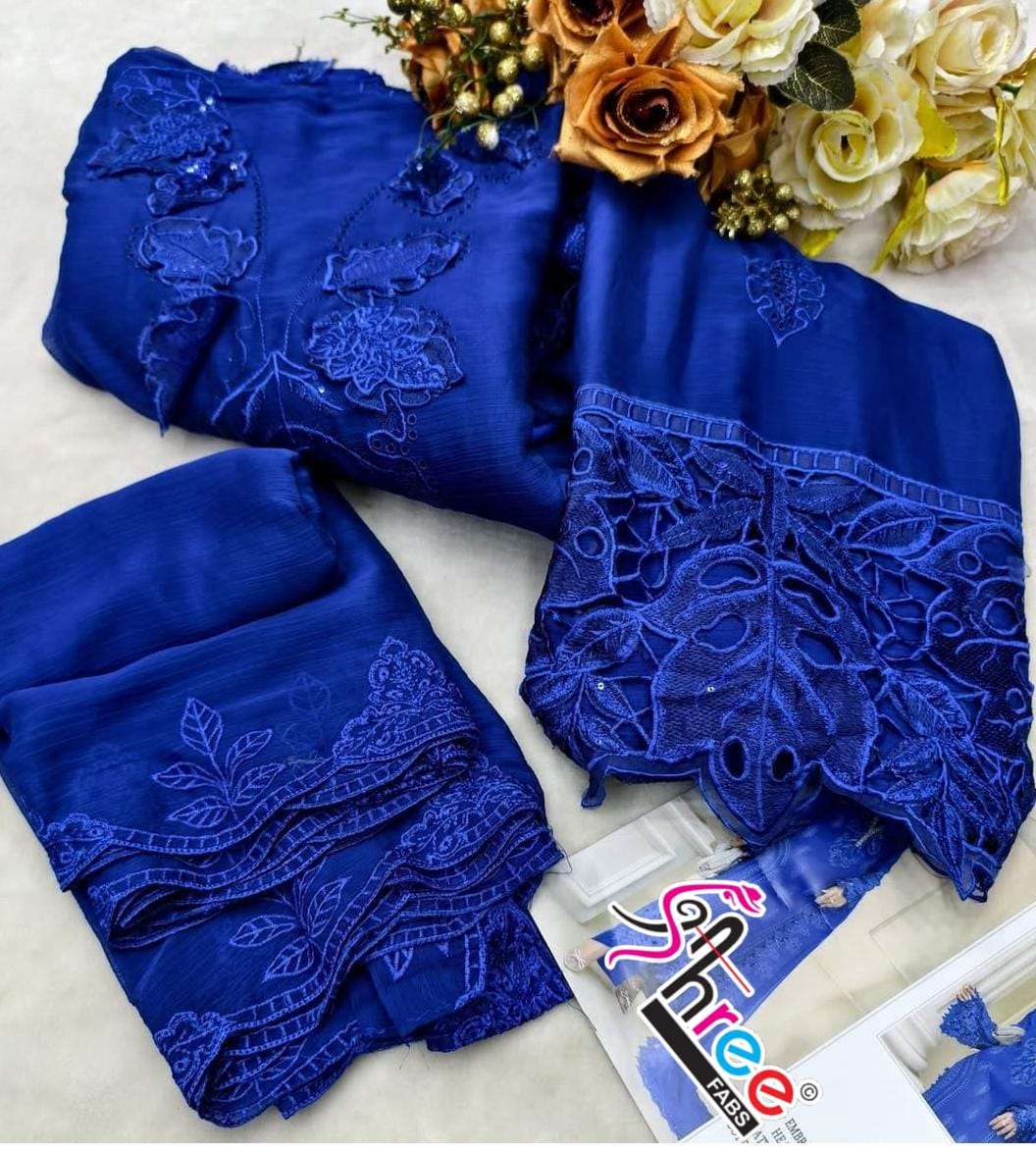 D.NO.-SF-5561 Hit Colour – Heavy Embroidered Chiffon Salwar Suit Set