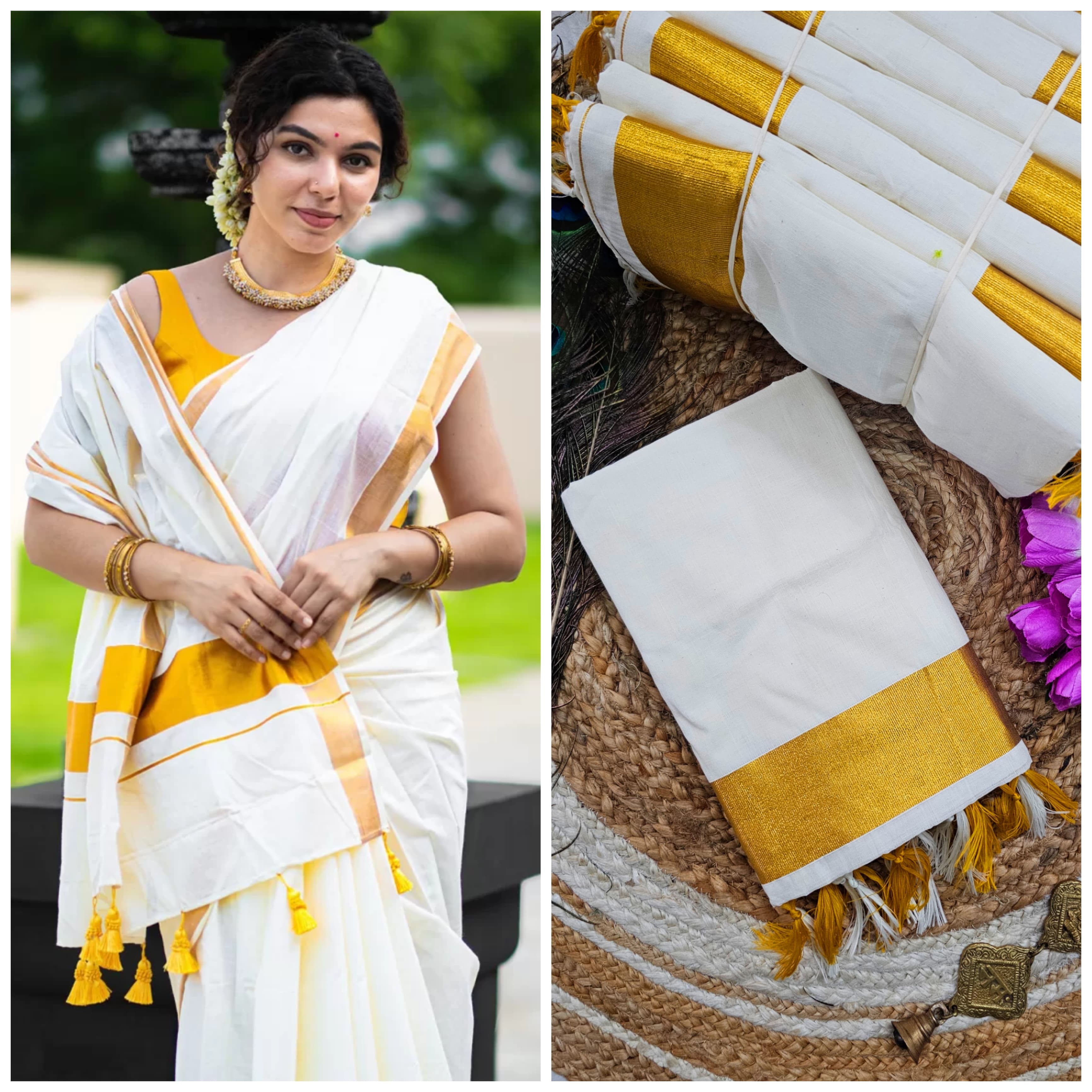 Fancy Border Onam Kerala Cotton Saree