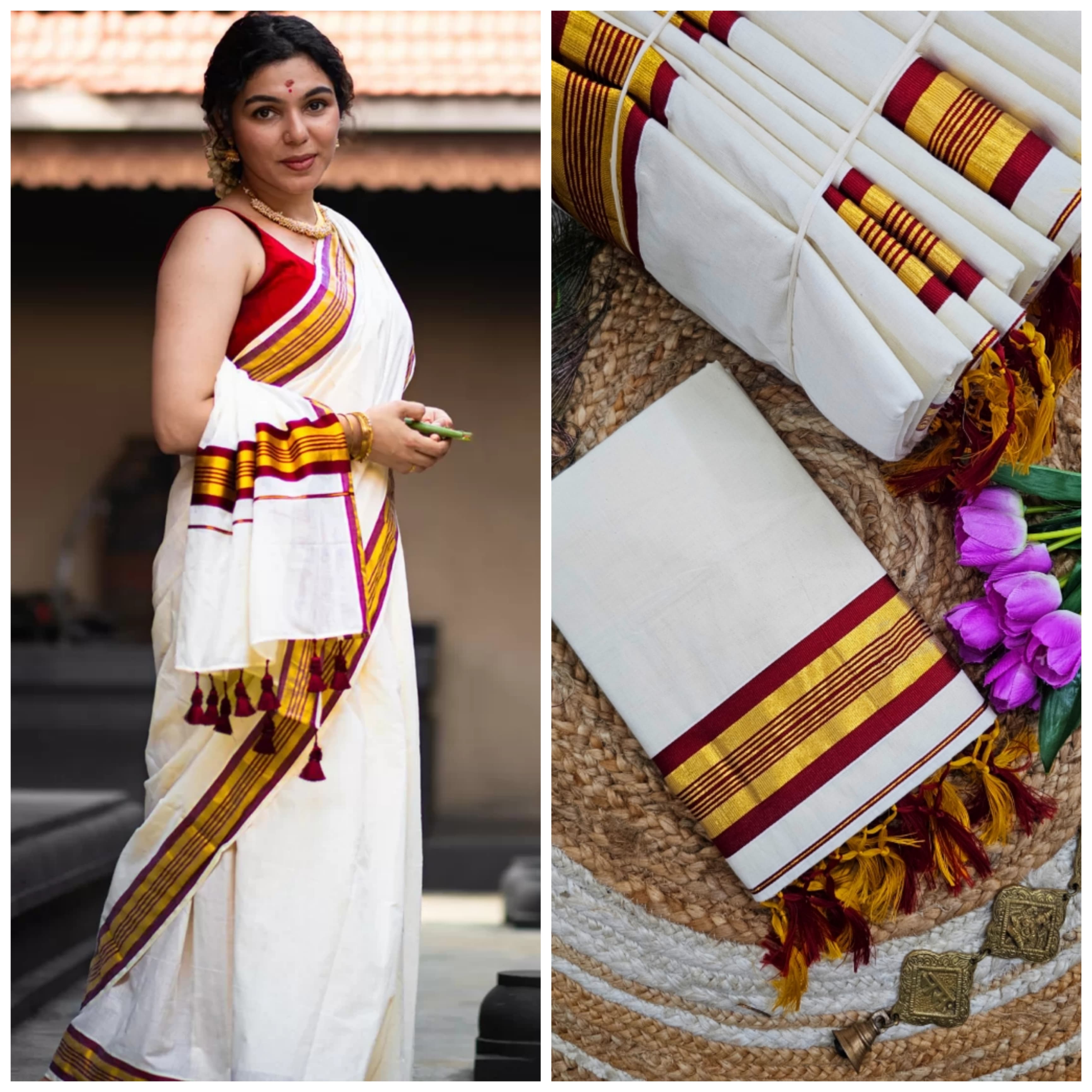 Fancy Border Onam Kerala Cotton Saree
