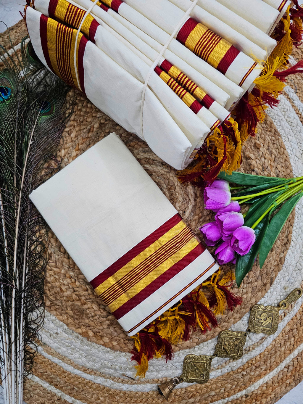 Fancy Border Onam Kerala Cotton Saree