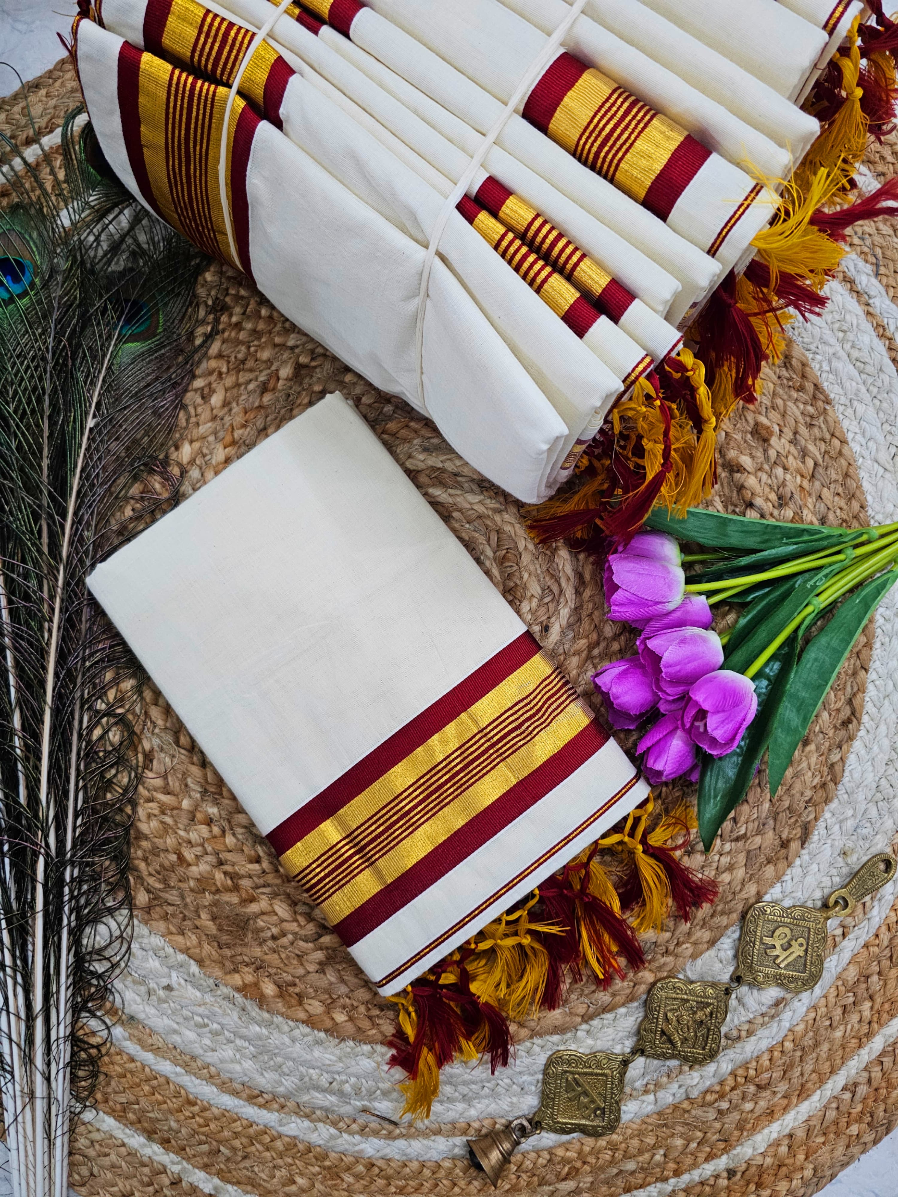 Fancy Border Onam Kerala Cotton Saree