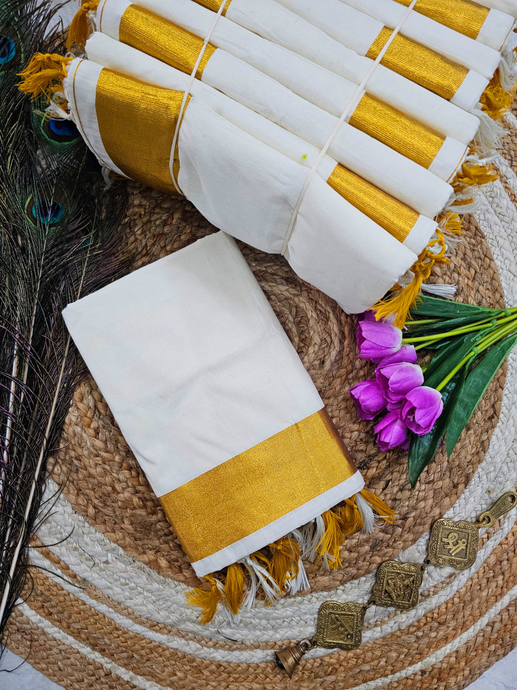Fancy Border Onam Kerala Cotton Saree