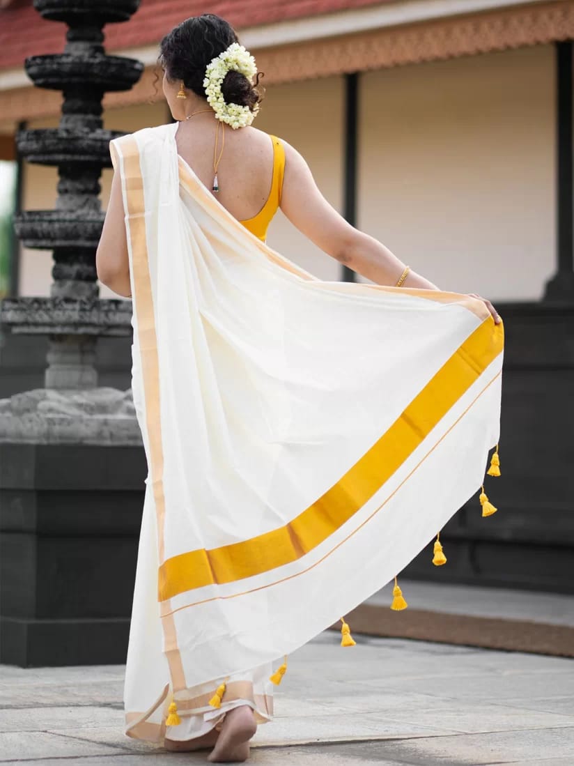 Fancy Border Onam Kerala Cotton Saree