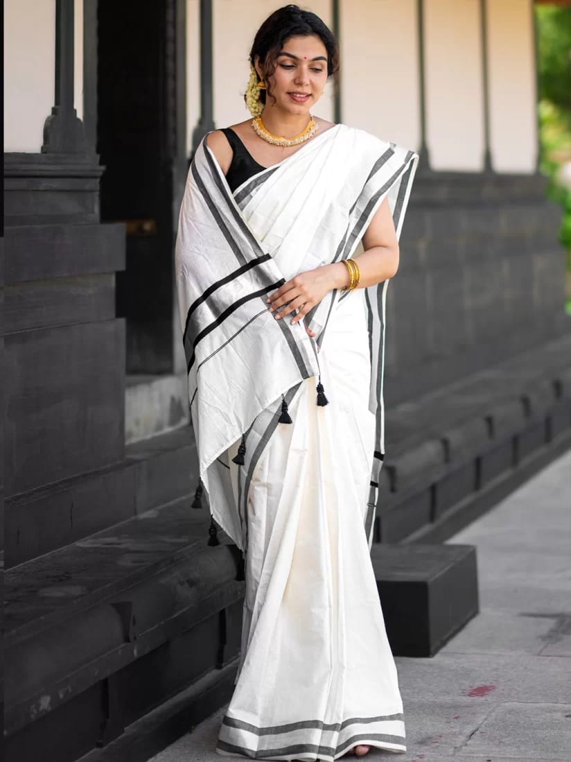 Fancy Border Onam Kerala Cotton Saree