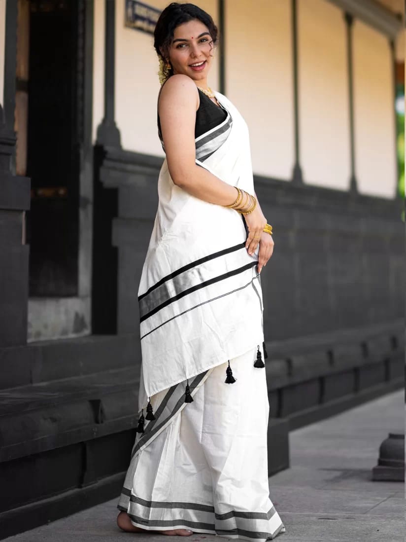 Fancy Border Onam Kerala Cotton Saree
