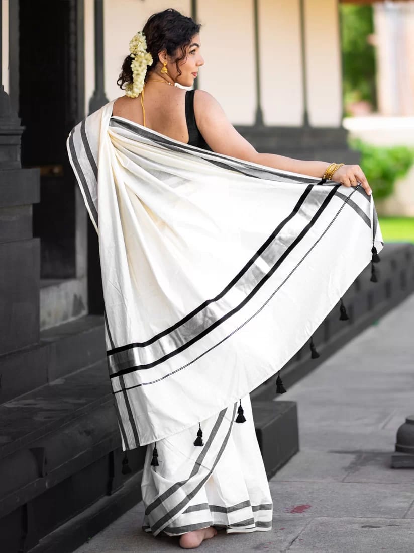 Fancy Border Onam Kerala Cotton Saree