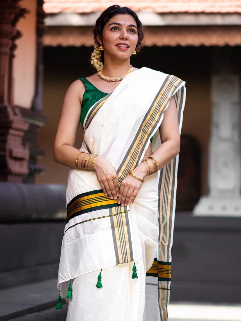 Fancy Border Onam Kerala Cotton Saree