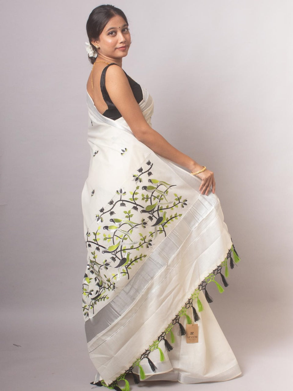 ONAM Special Kerala Kasavu Cotton Saree with Embroidery