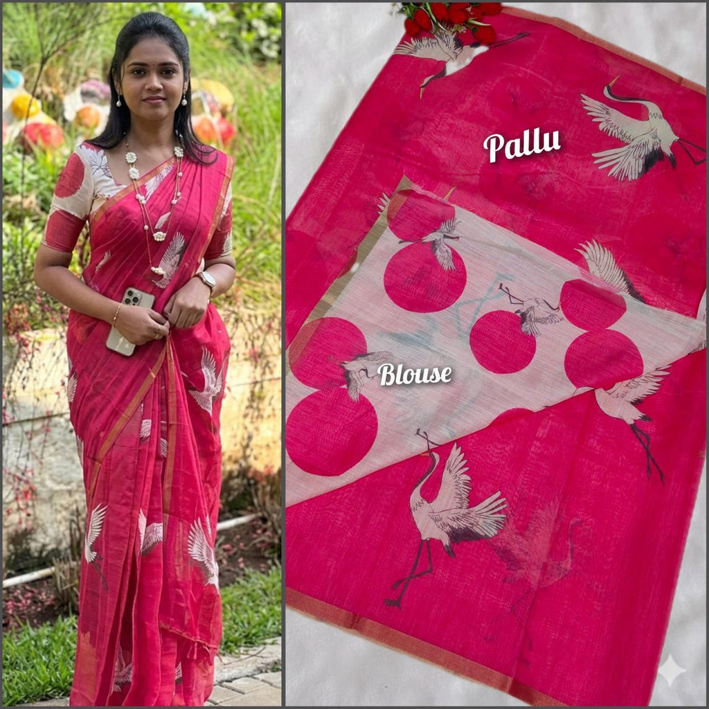 Premium Linen Cotton Saree