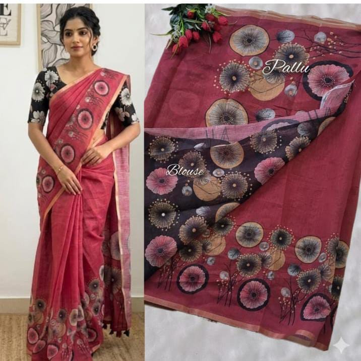Premium Linen Cotton Saree