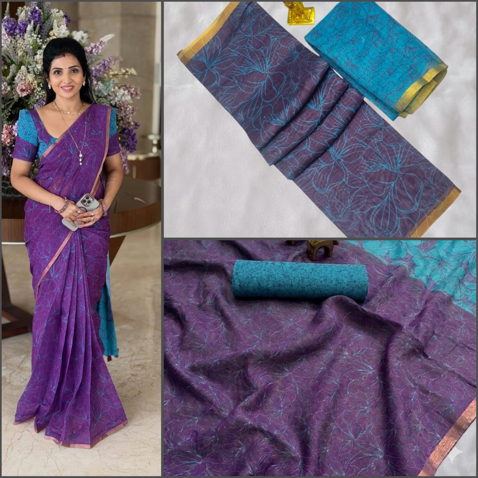 Premium Linen Cotton Saree
