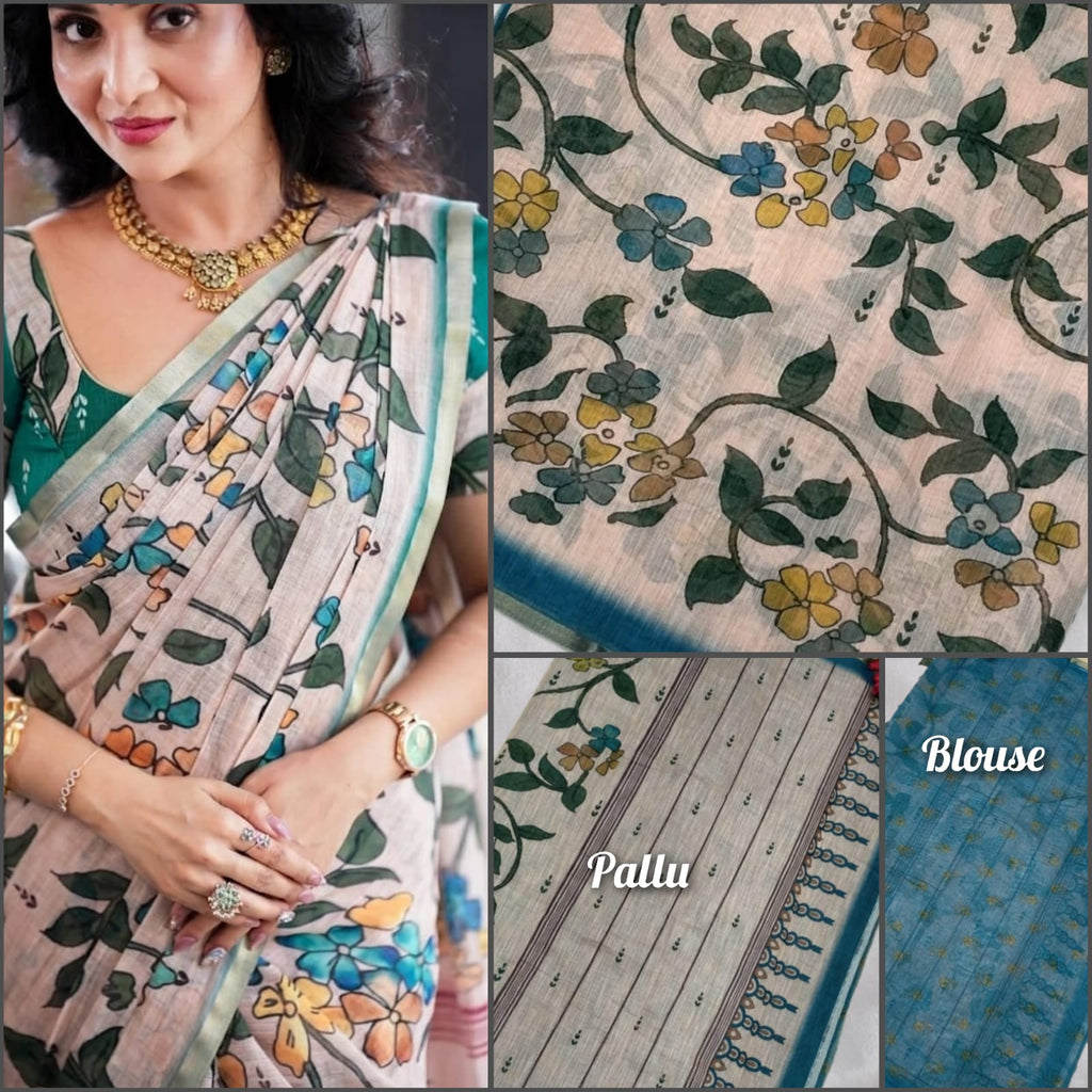 Premium Linen Cotton Saree