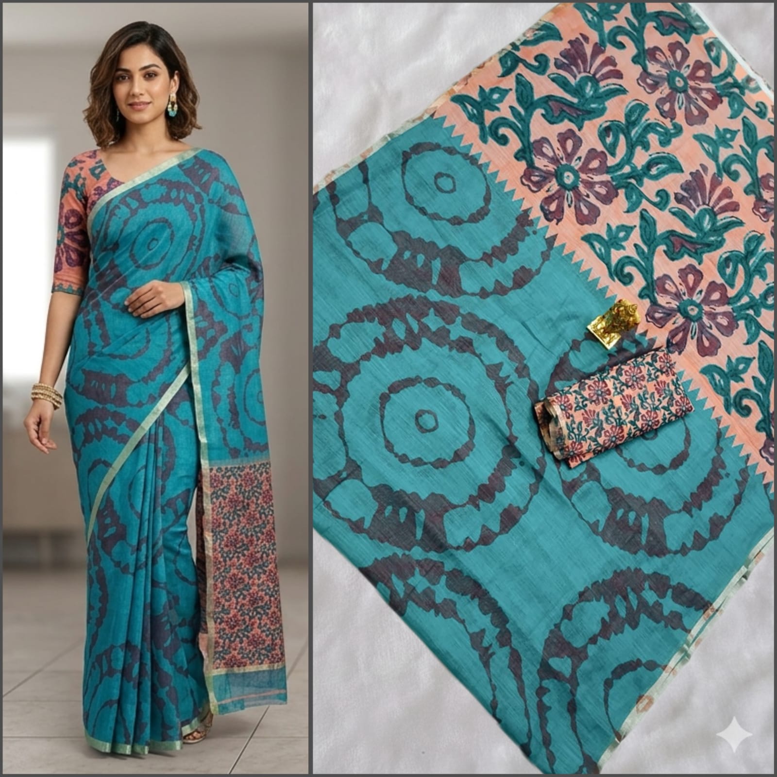 Premium Linen Cotton Saree