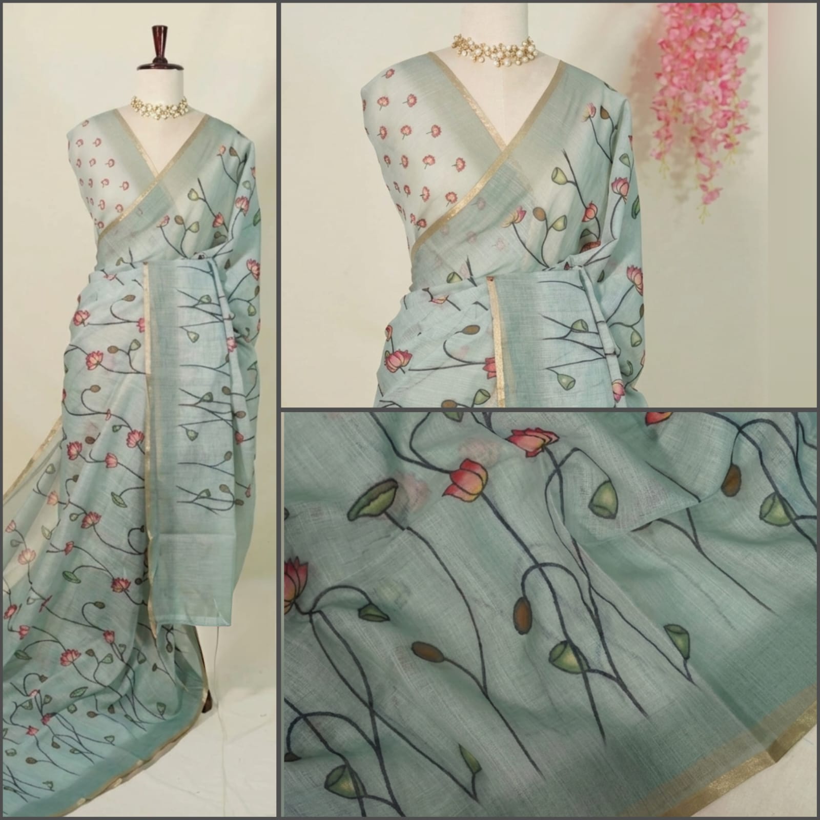 Premium Linen Cotton Saree
