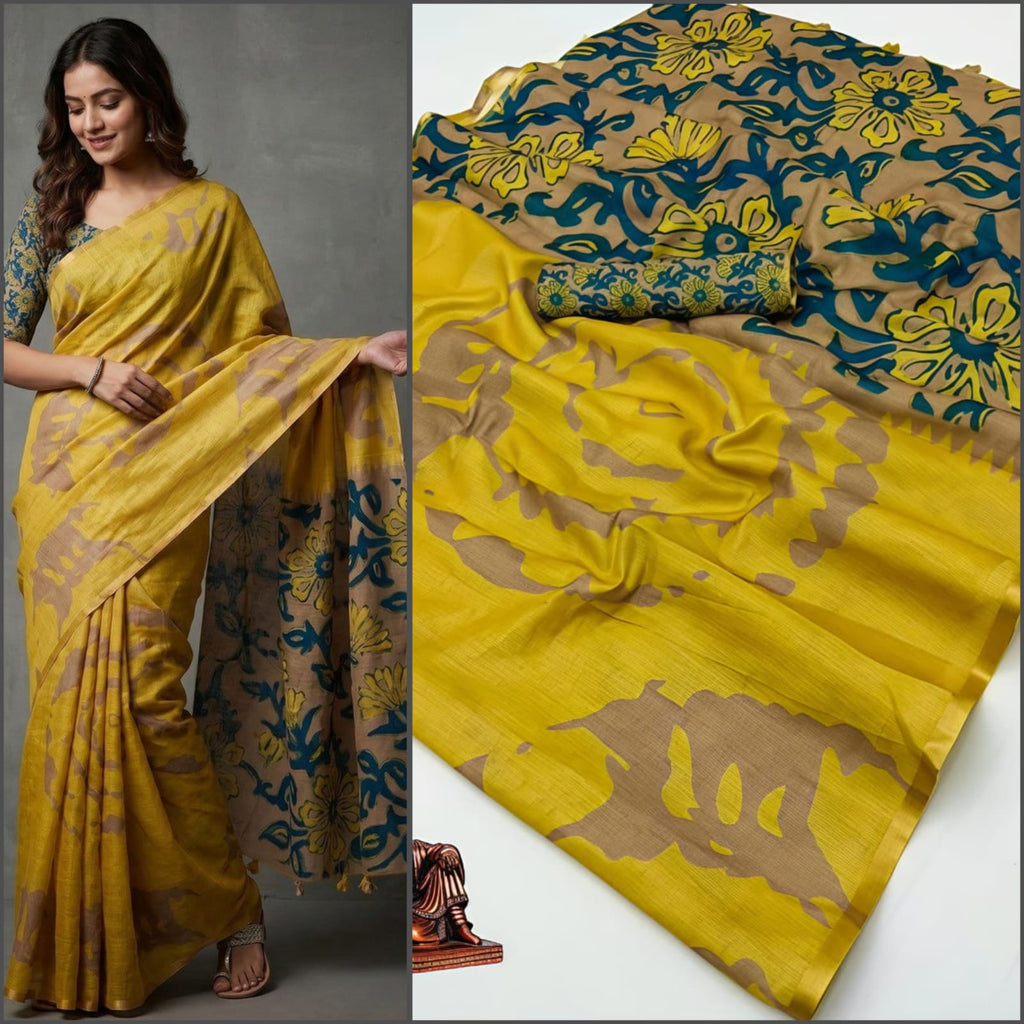 Premium Linen Cotton Saree