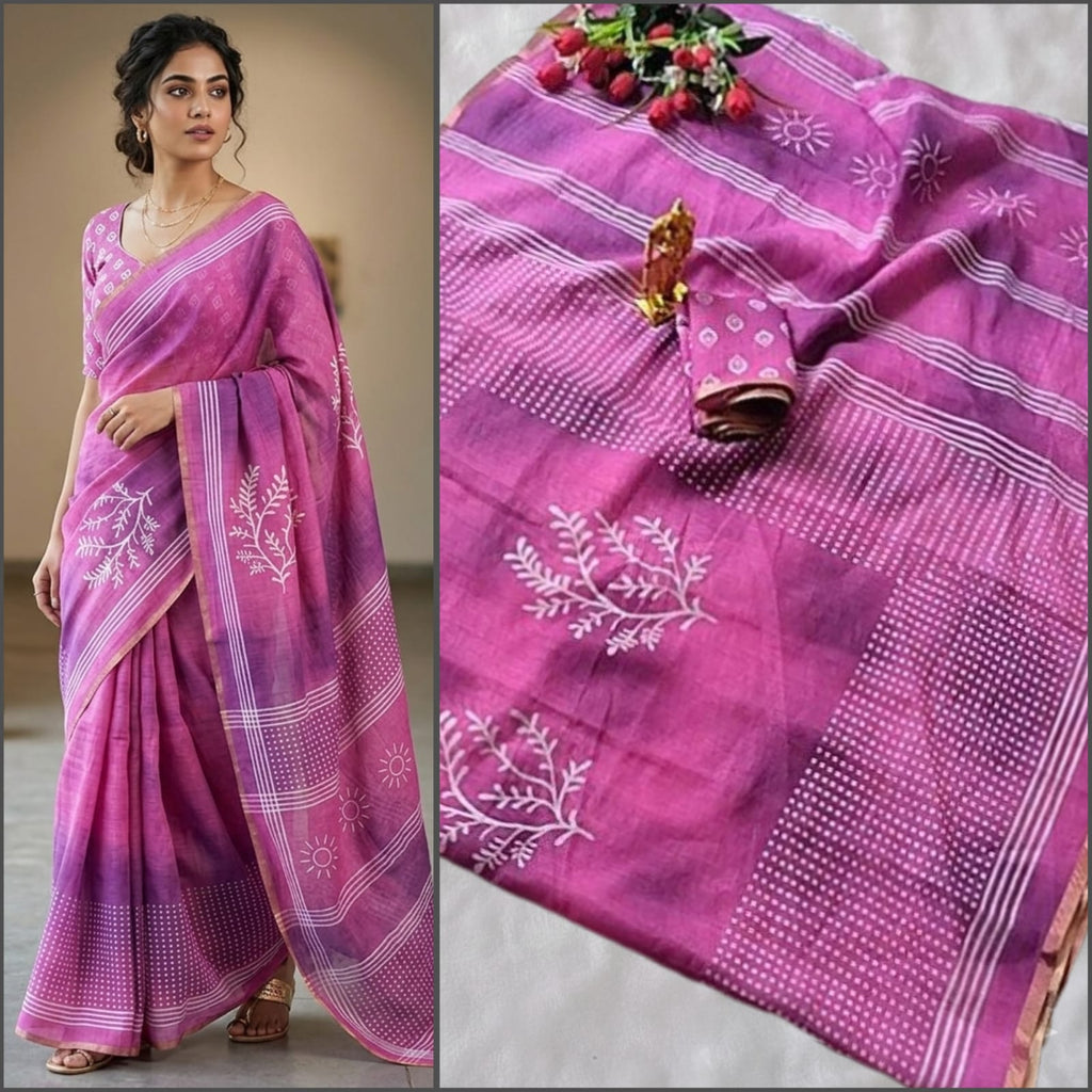 Premium Linen Cotton Saree