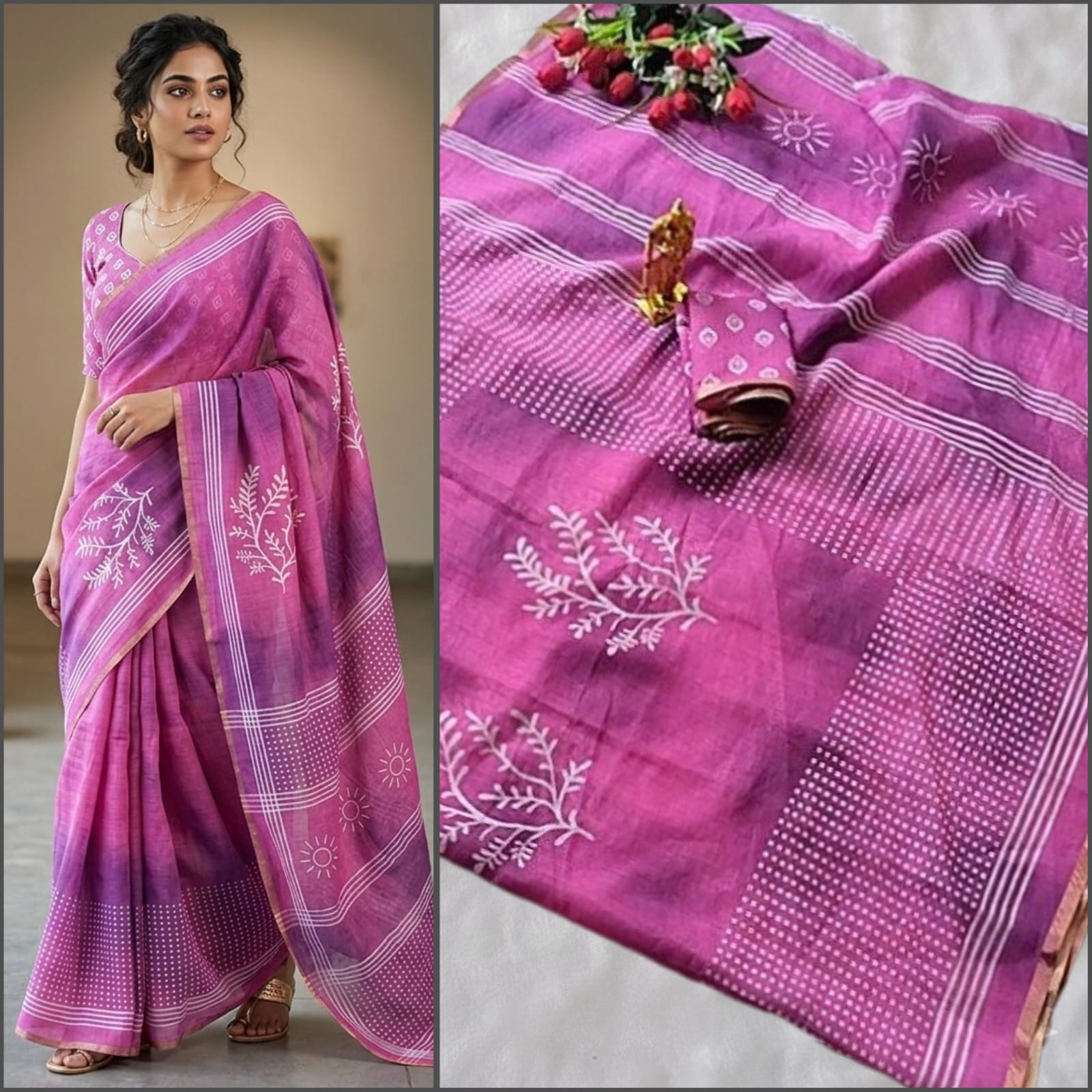 Premium Linen Cotton Saree