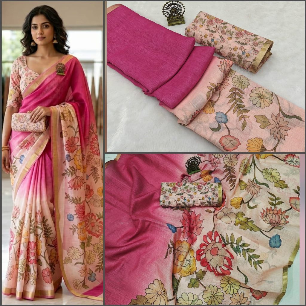 Premium Linen Cotton Saree