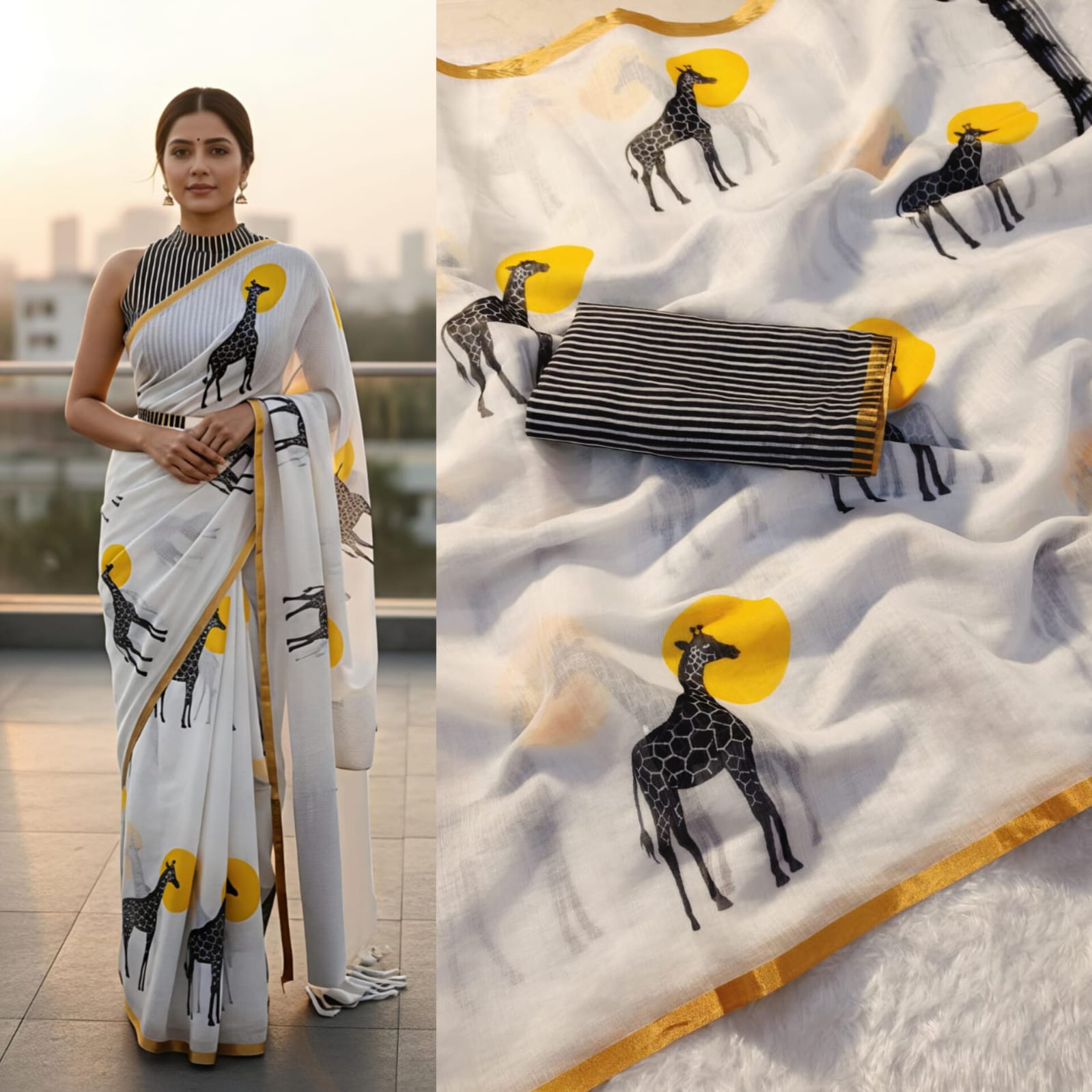 Premium Linen Cotton Saree