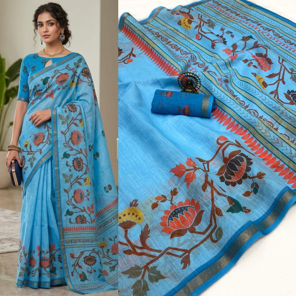 Premium Linen Cotton Saree