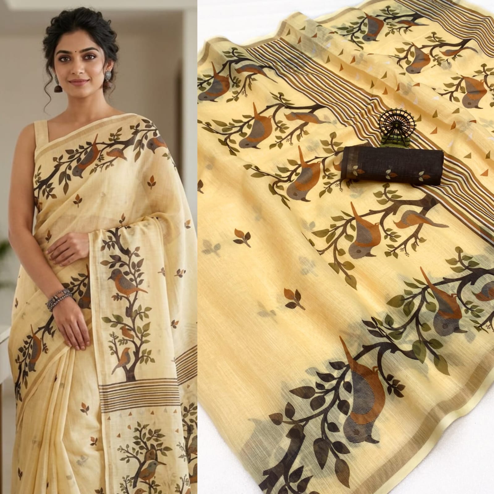 Premium Linen Cotton Saree