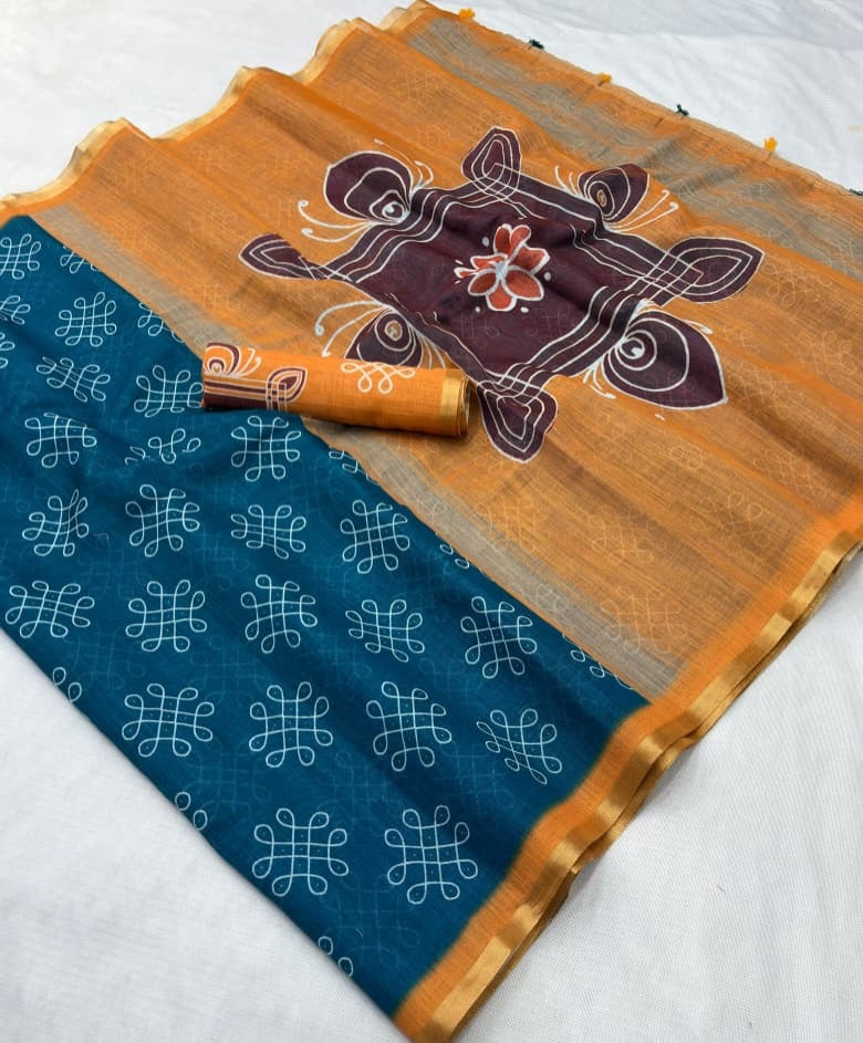Premium Linen Cotton Saree