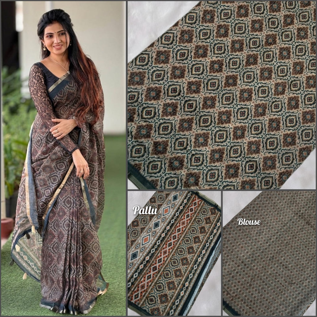 Premium Linen Cotton Saree