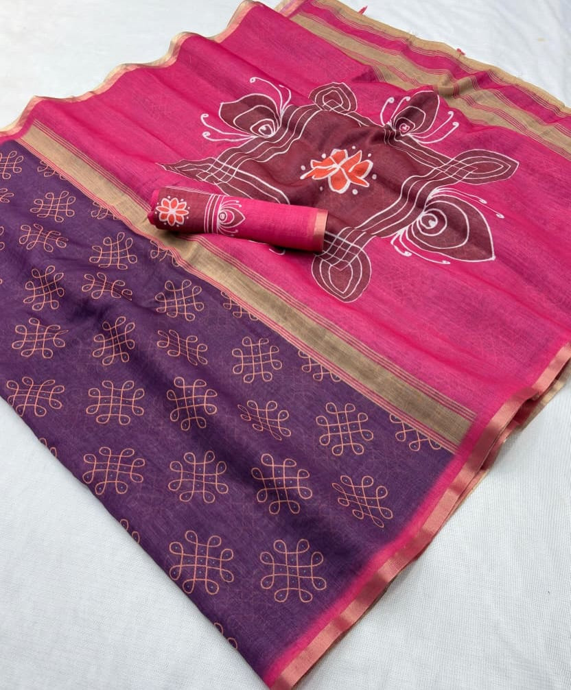 Premium Linen Cotton Saree