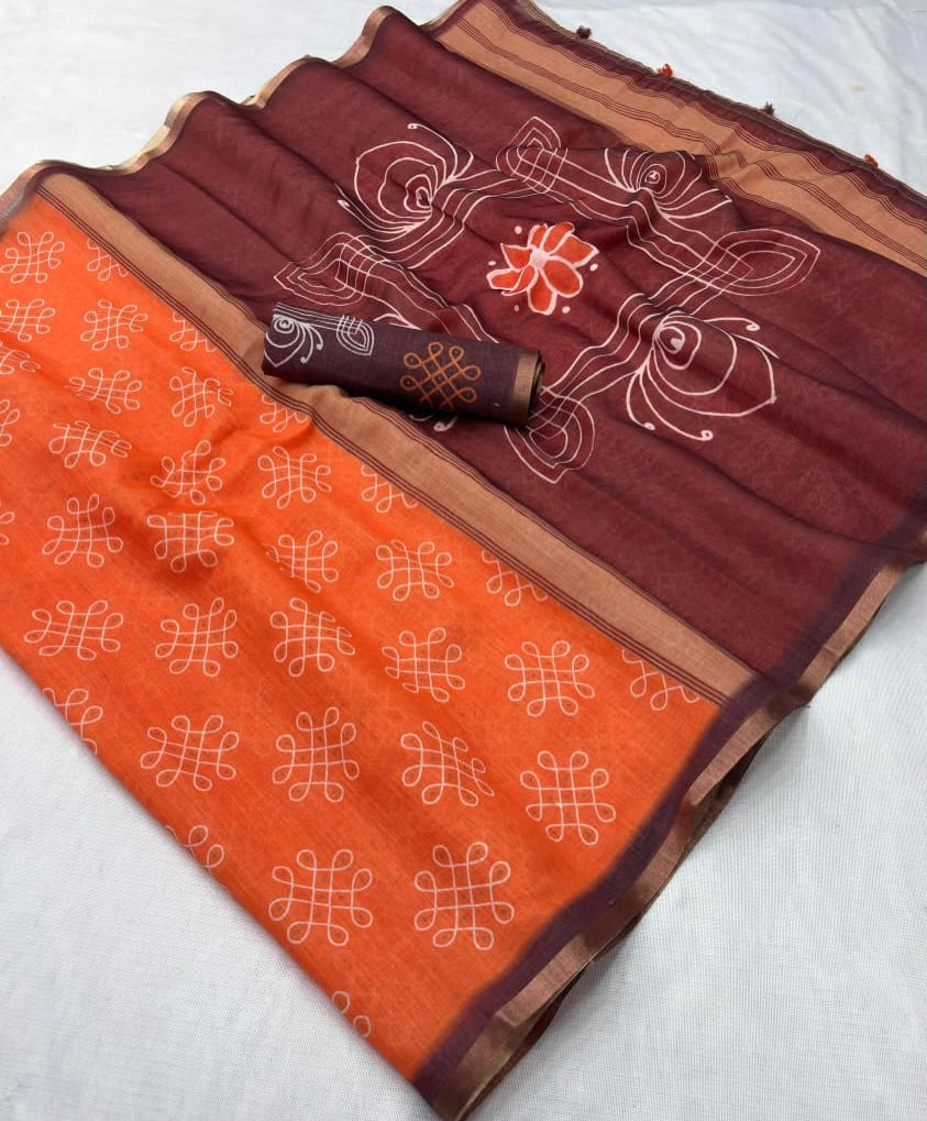 Premium Linen Cotton Saree
