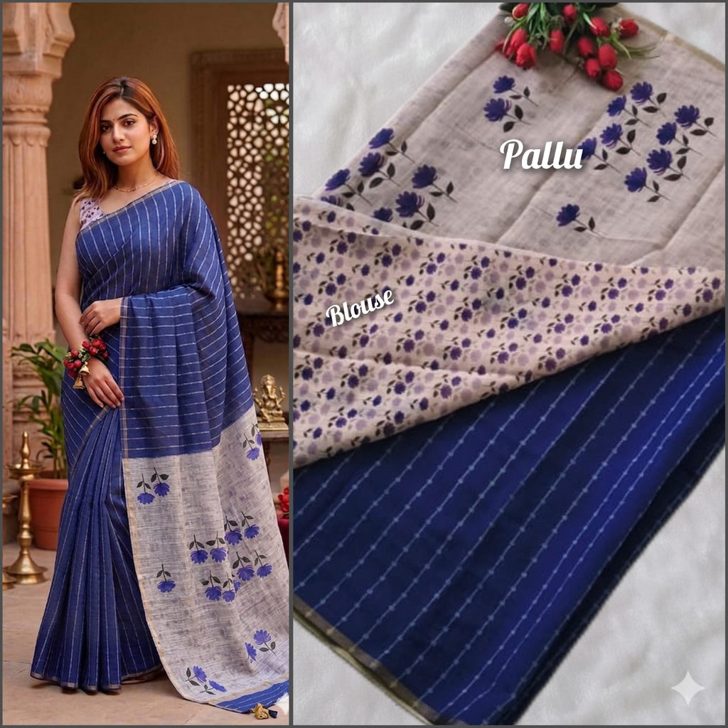 Premium Linen Cotton Saree