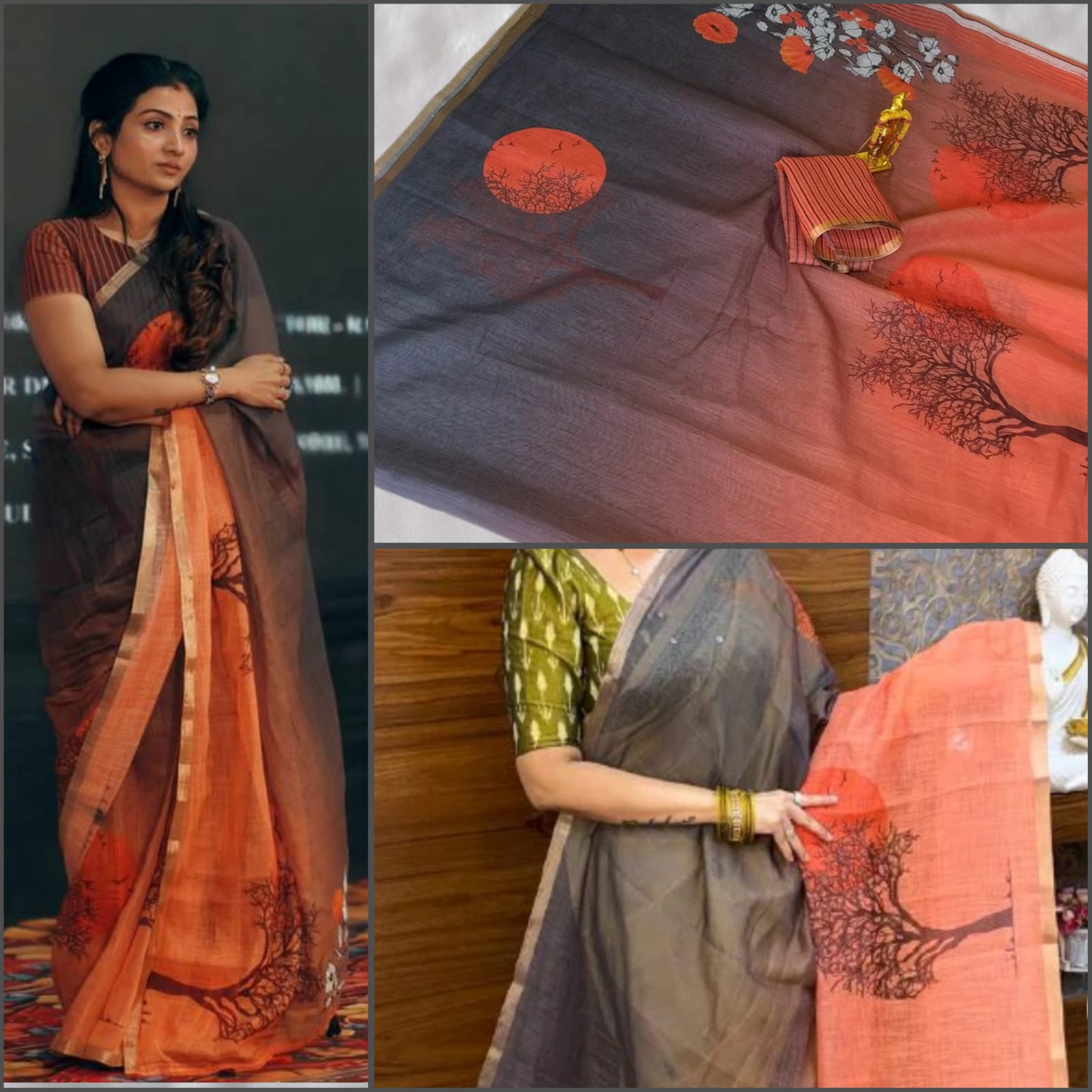 Premium Linen Cotton Saree