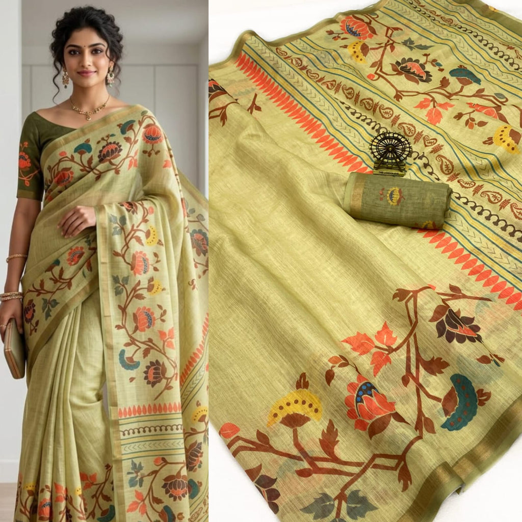 Premium Linen Cotton Saree