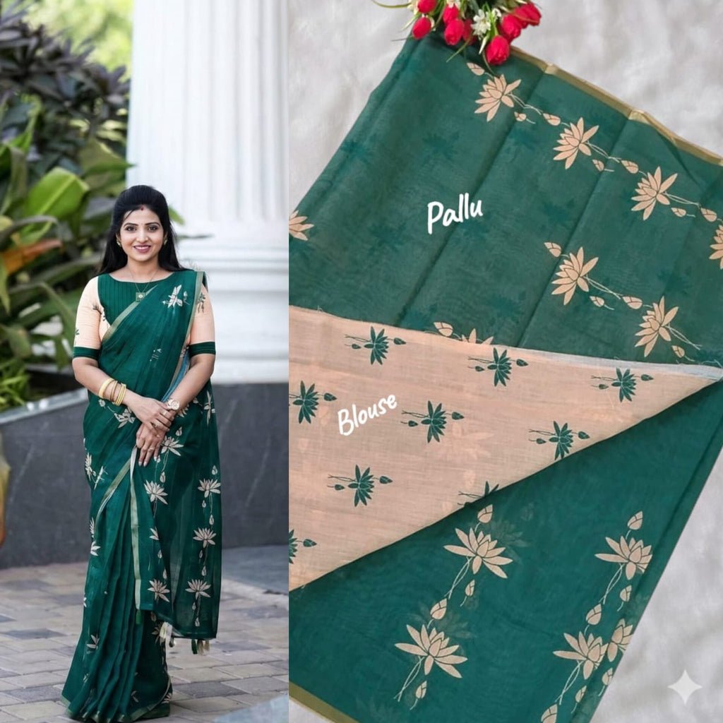 Premium Linen Cotton Saree