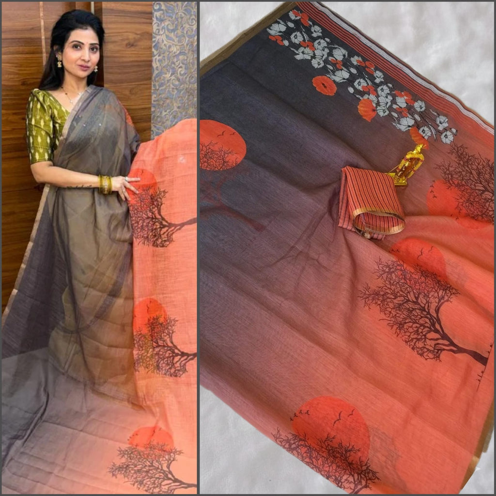 Premium Linen Cotton Saree
