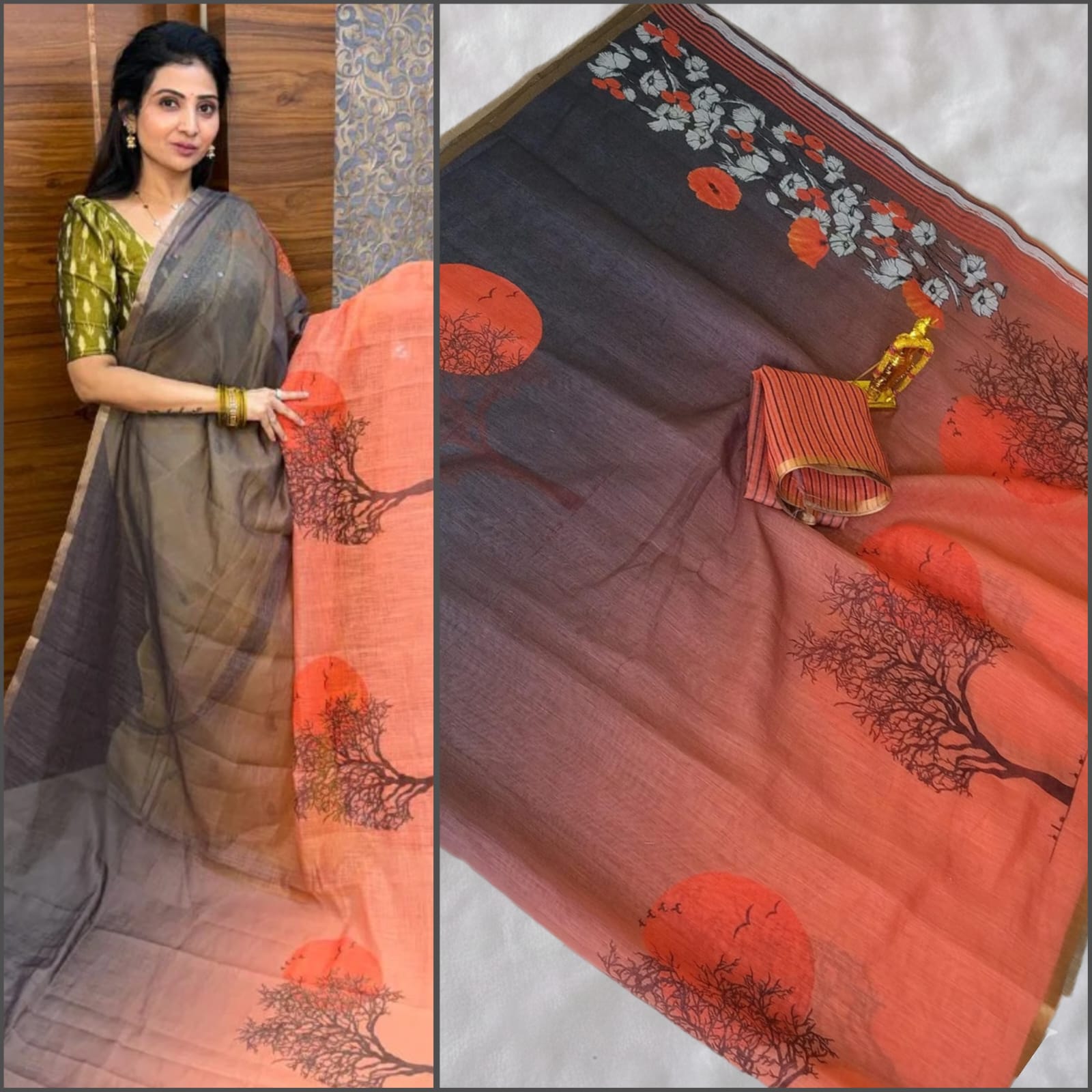 Premium Linen Cotton Saree
