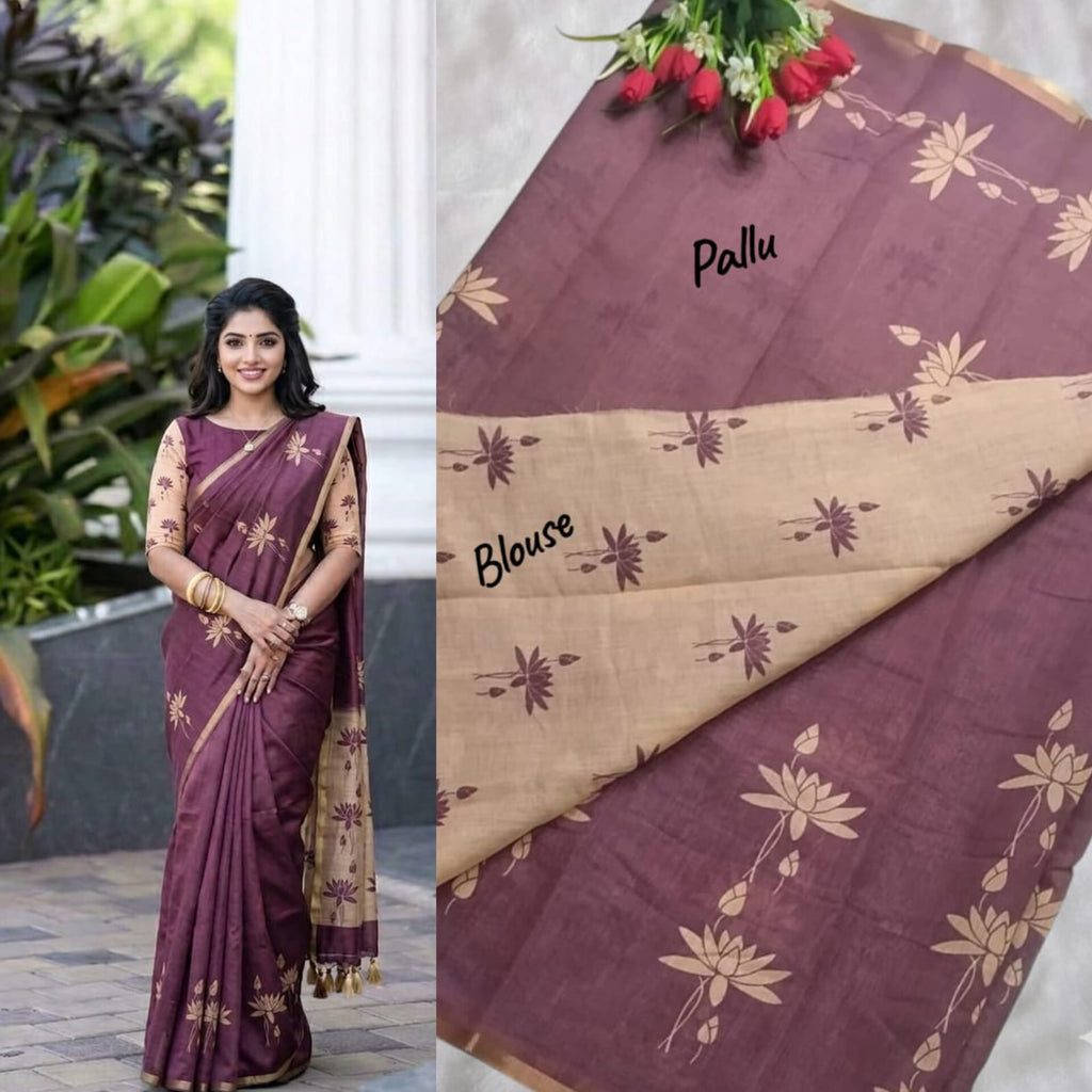 Premium Linen Cotton Saree