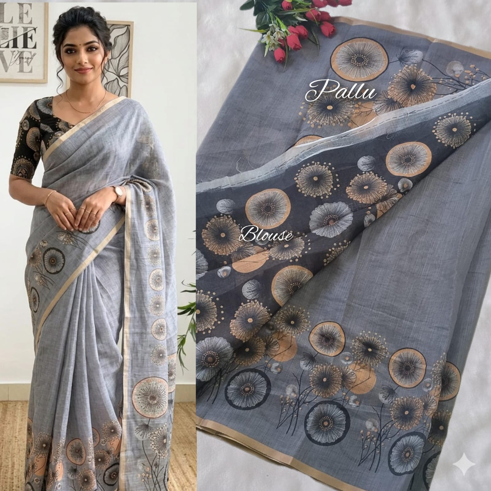 Premium Linen Cotton Saree