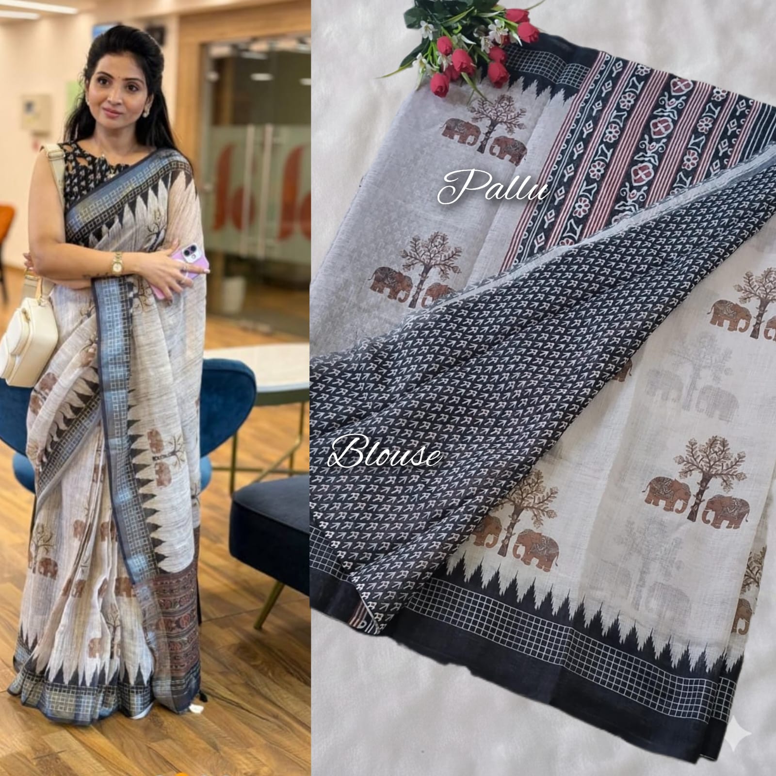 Premium Linen Cotton Saree