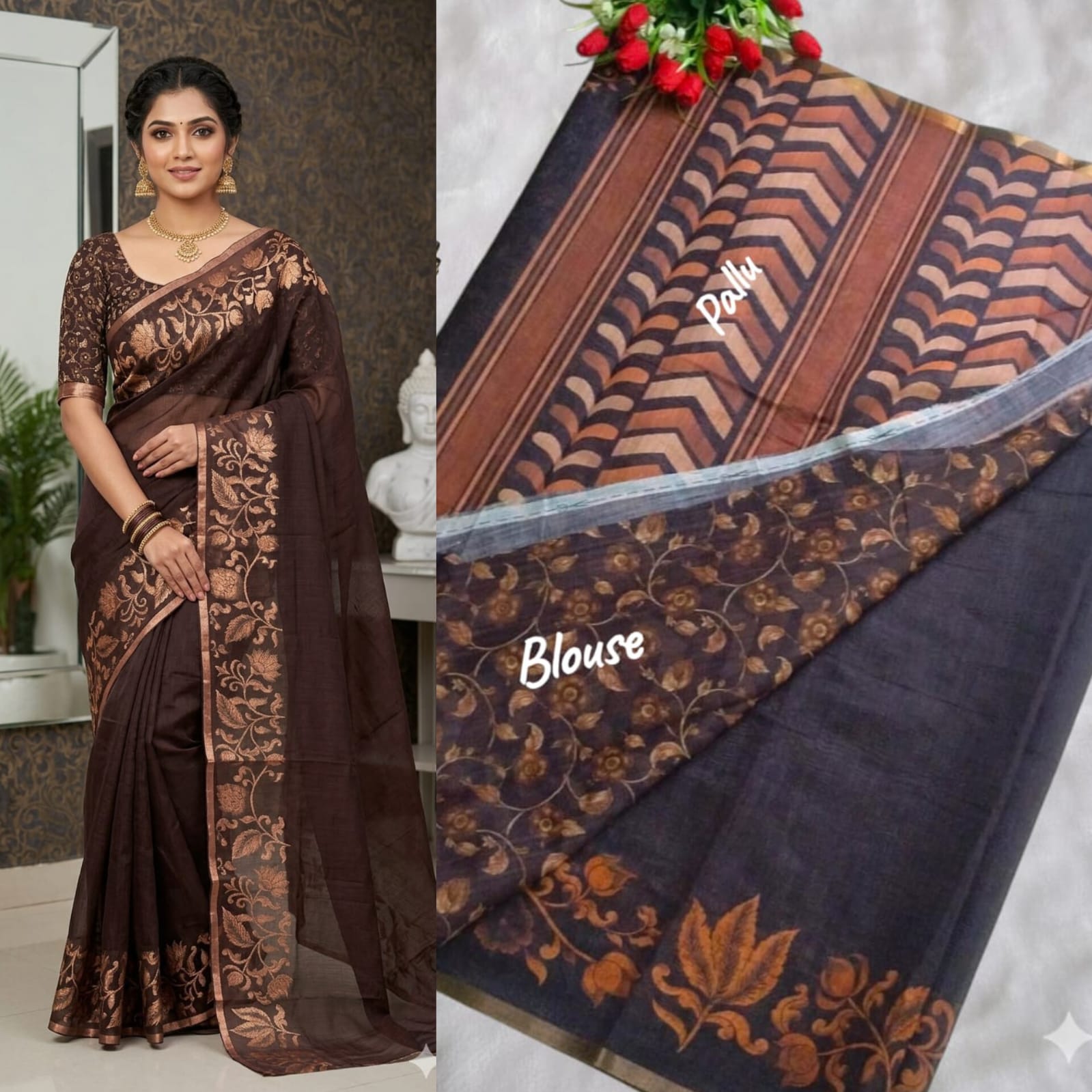 Premium Linen Cotton Saree
