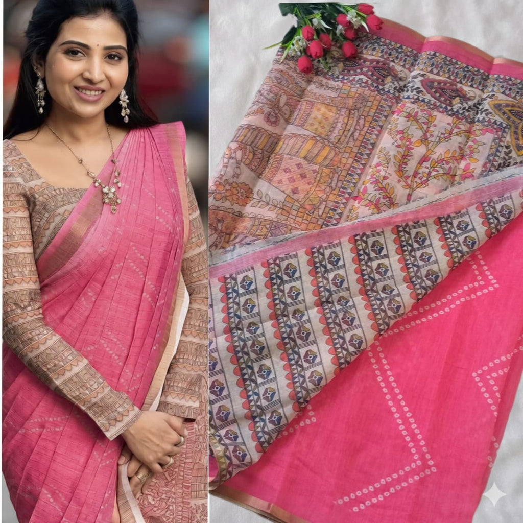 Premium Linen Cotton Saree