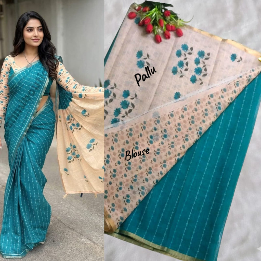 Premium Linen Cotton Saree