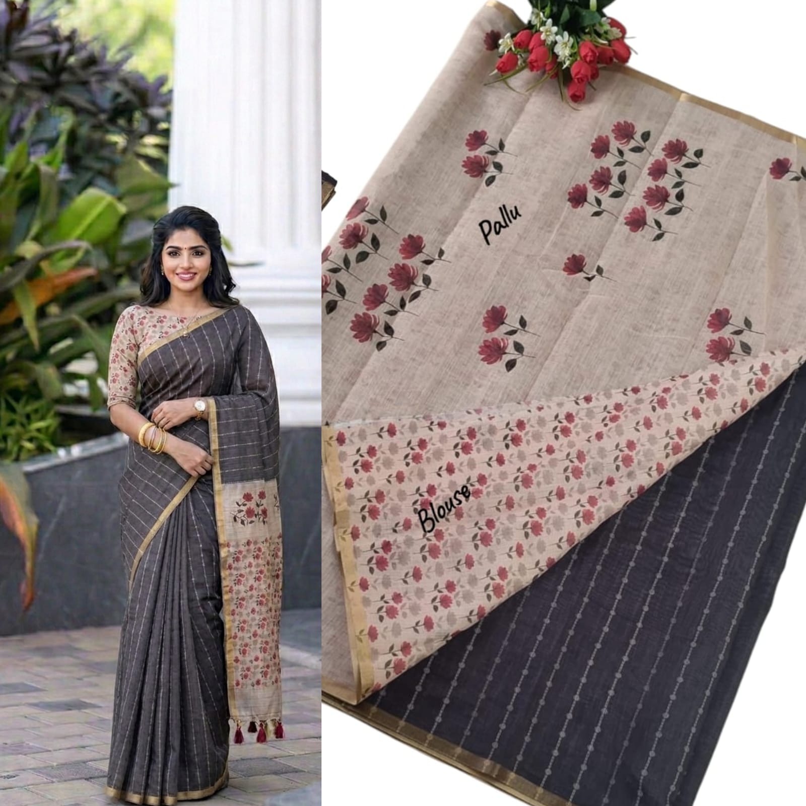 Premium Linen Cotton Saree
