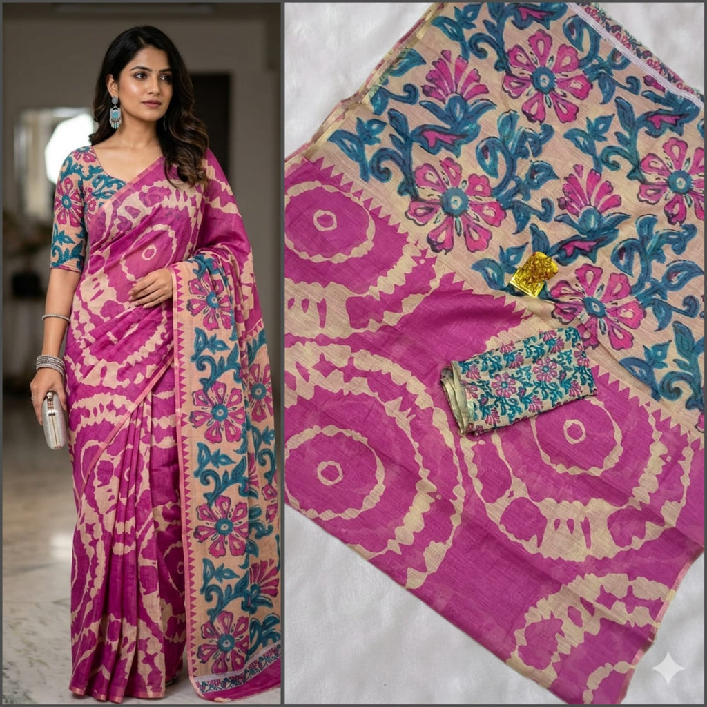 Premium Linen Cotton Saree