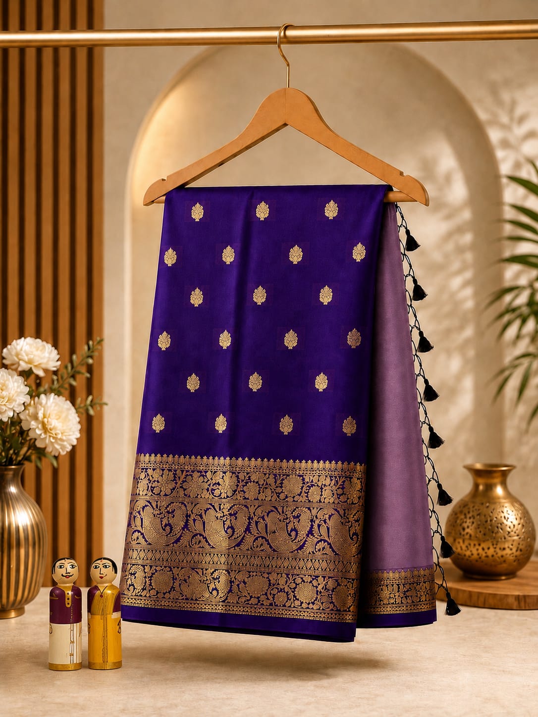Banarasi Half & Half Semi Katan Soft Silk Saree