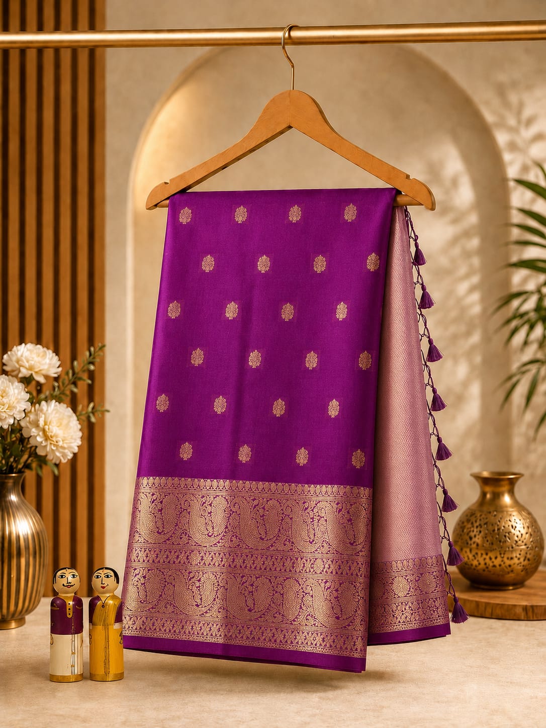 Banarasi Half & Half Semi Katan Soft Silk Saree