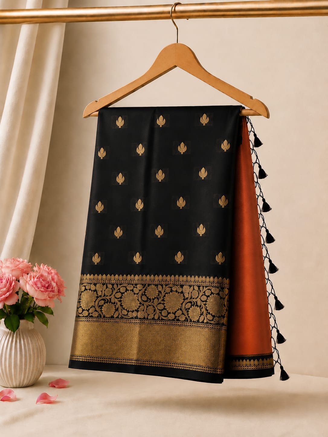 Banarasi Half & Half Semi Katan Soft Silk Saree